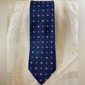 Robert Talbott Navy Tie with Yellow and Pink Floral Print